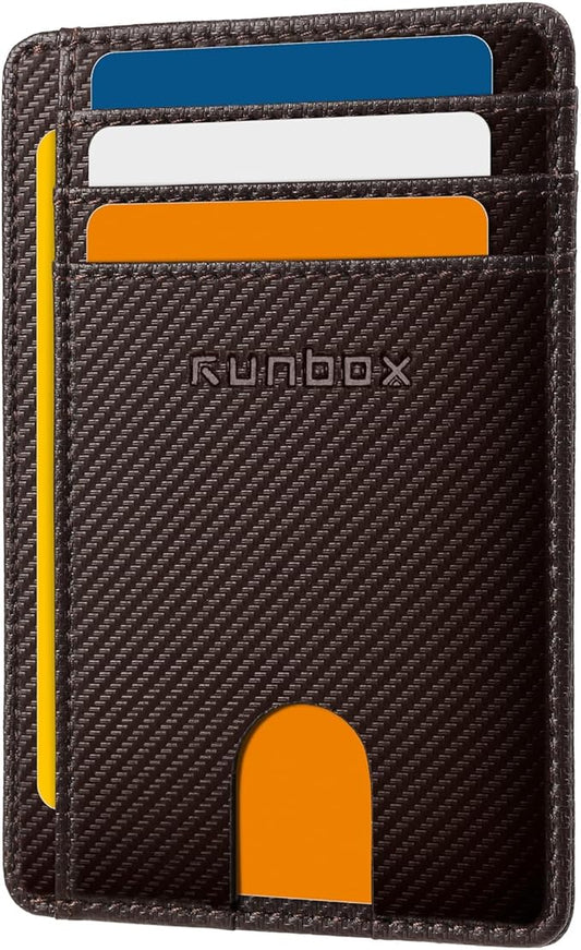 RUNBOX Slim ID Cases Minimalist Front Pocket RFID Blocking Leather Wallets for Men and Women Card Holder Wallets Gifts for men