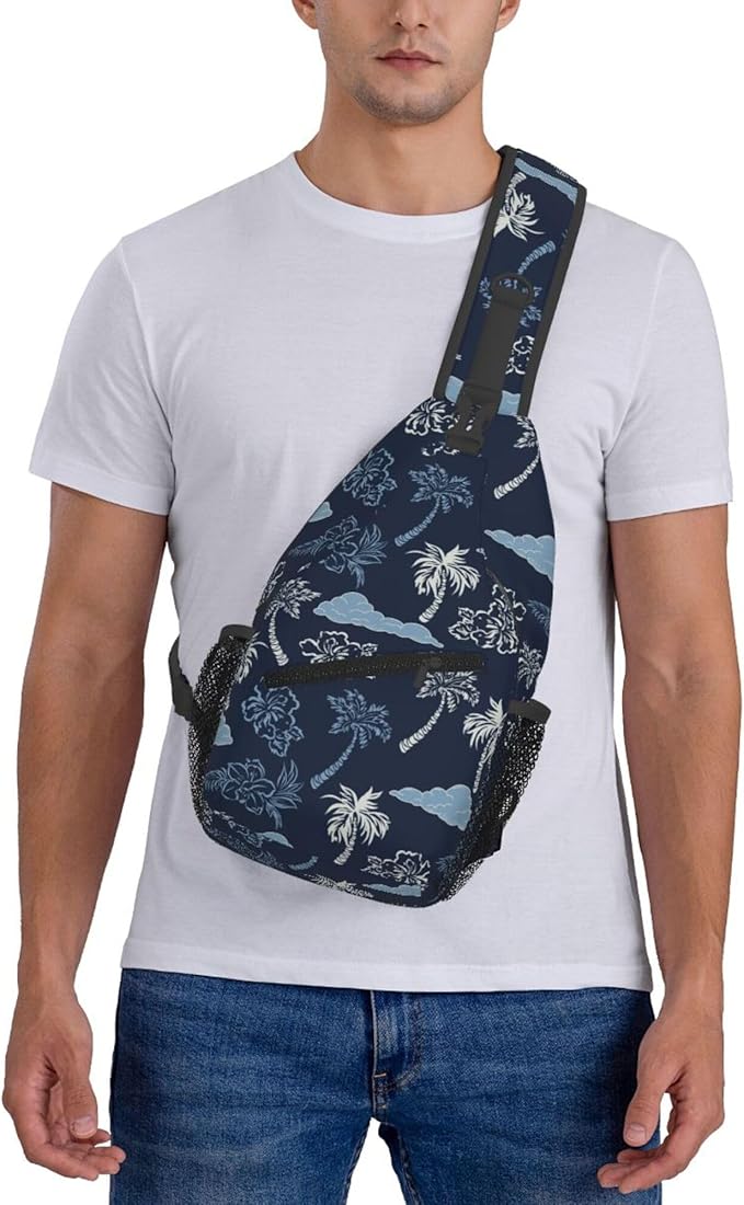 Hawaii Tropical Palm Sling Backpack Crossbody Bag Casual Chest Bags Travel Hiking Daypack Shoulder Bag for Women Men