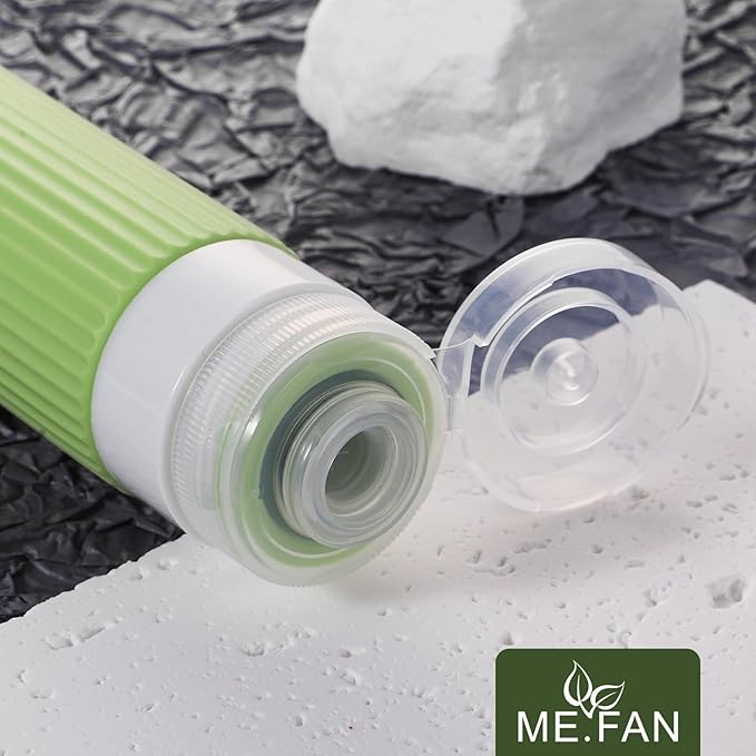 ME.FAN Travel Bottles for Toiletries, TSA Approved 3oz Silicone Journey Size Containers, Portable Split Bottle for Conditioner, Shampoo, Lotion- 4 Pack Bright