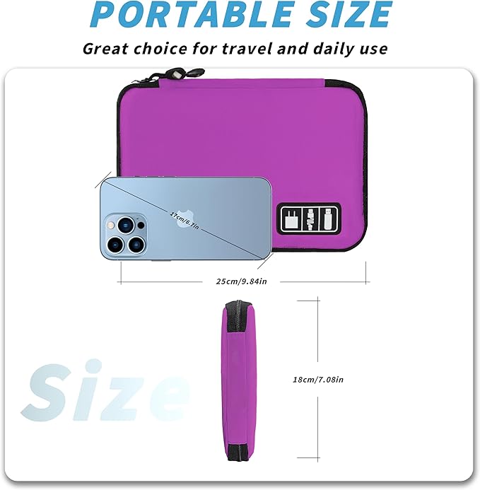 Electronics Organizer,Travel Cord Organizer Pouch, Portable Cable Organizer Bags,Travel Electronic Accessories Storage Case for Cables, Cords, Charger, Phone (Rosered)