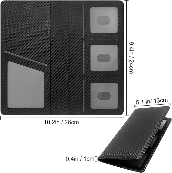 Car Registration and Insurance Holder with Magnetic Shut, Vehicle License Document Glove Box Compartment Organizer - For Documents, License, Cards