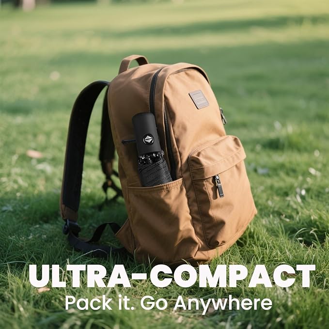 SIEPASA Compact Travel Umbrella - Windproof Auto Open/Close, Small Folding Umbrella for Rain - Lightweight & Durable with Fiberglass Frame, Waterproof Canopy - Fits Backpack, Purse, Suitcase. (Starry)