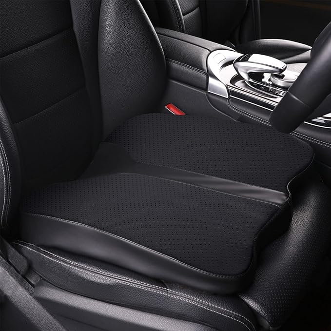 LARROUS Car Seat Cushion - Comfort Memory Foam Seat Cushion for Car Seat Driver, Tailbone (Coccyx) Pain Relief Pad, Car Seat Cushions for Driving, Office Chair Cushion (Black)