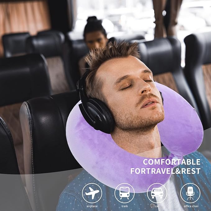 Travel Neck Pillow Cover, Neck Pillow Case, Pure, Soft and Smooh, Airplane Pillow Replacementt Cover Washable (Only Pillow Covers, no Filler)