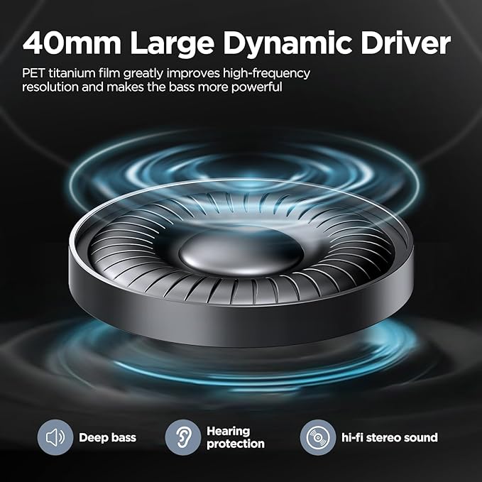 Noise Cancelling Headphones: Wireless Over Ear Bluetooth Headphones with 130H Playtime - Hi-Res Sound Custom EQ via App Deep Bass Comfort Fit Ear Cups for Travel Home Office