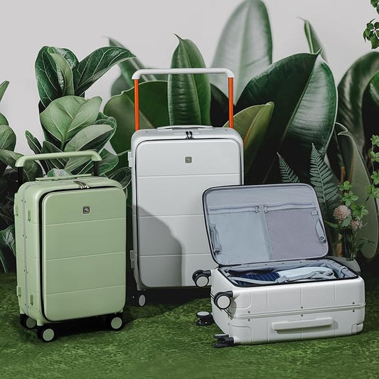 Hanke Top Opening 24 Inch Luggage with Spinner Wheels, Aluminum Frame All-PC Hard Shell Medium Suitcase, Zipperless Trunk Wide Handle Luggage, TSA Checked-Medium(Bamboo Green, 69L)