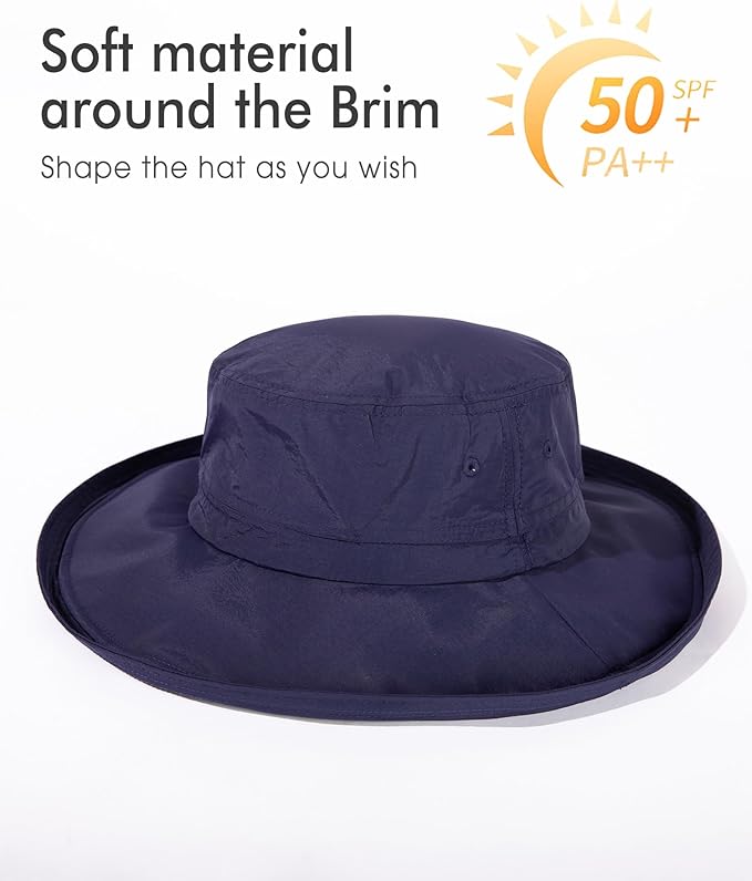 UV 50 Sun Hat for Women Wide Brim with Ponytail Hole Summer Packable Sunhat for Beach Fishing Hiking Gardening Waterproof