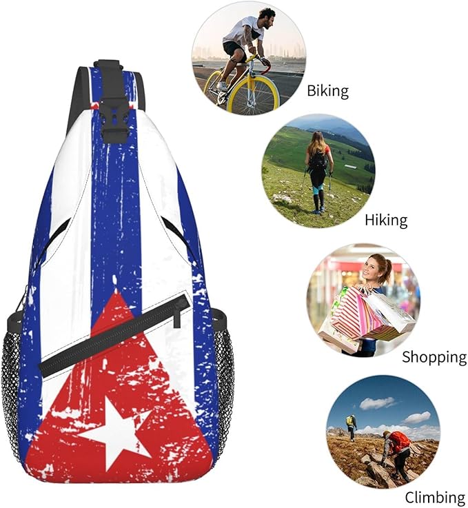 Cuba Flag Sling Bag Multipurpose Crossbody Sling Backpack Travel Cycling Hiking Shoulder Bag For Women Men