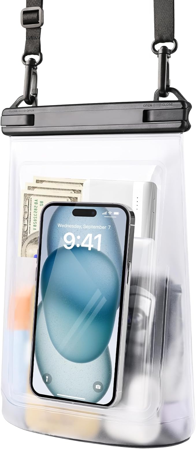 Waterproof Phone Pouch for iPhone 16 15 14 11 Pro Max & Galaxy S24 S21 - Floating Large Capacity Dry Bag Stores Sunscreen, Sunglasses - Oversized Waterproof Bag for Beach, Swimming, Kayaking