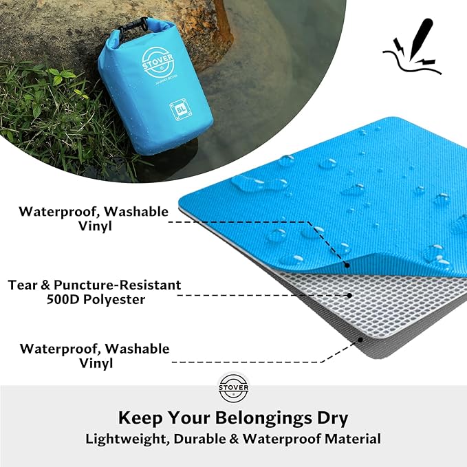 STOVER 5/10/25/30/40/55L Waterproof Dry Bag- Roll-Top Backpack w/Phone Case- Kayaking, Hiking, Camping, Boating- Men/Women
