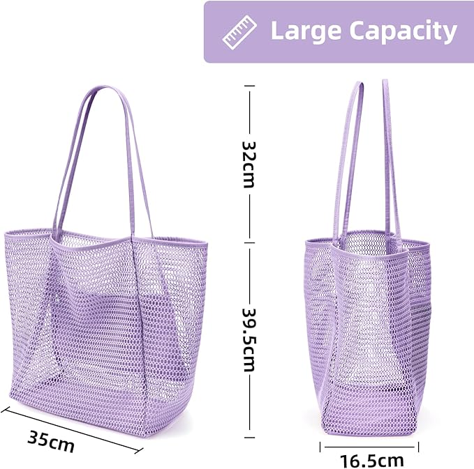 KALIDI BeachNylon Mesh Tote Bag, Casual Tote Bag Hobo Women Foldable MAX 23L Shoulder Bag For Beach Picnic Vacation