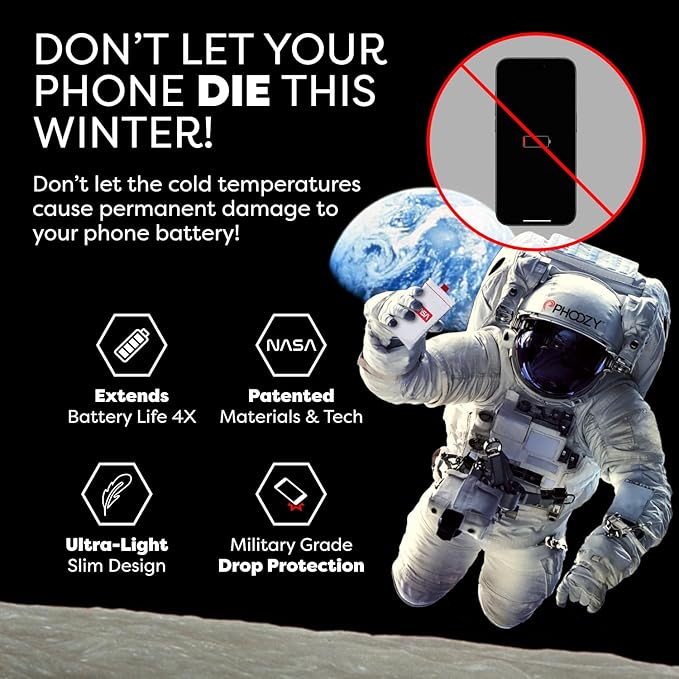 PHOOZY Apollo II Thermal Phone Case Cold Weather Insulated Pouch | Extends Battery Life 4X | NASA Tech Skiing Snowboard Accessories | Military Grade | Medium - Space