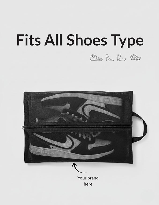 Travel Shoe Bag with Mesh & Zipper – Polyester TPU Sneaker Organizer, Portable Dustproof Storage & Laundry Wash Bag for Men’s and Women’s Shoes