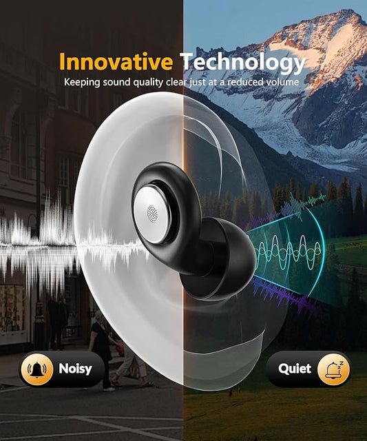 Sleep Noise-Canceling Earplugs 50dB Noise Reduction 4 Ear Tip Sizes Reusable Noise-Canceling Earplugs Silicone Hearing Protection Gear Ideal for Work and Travel (Black)
