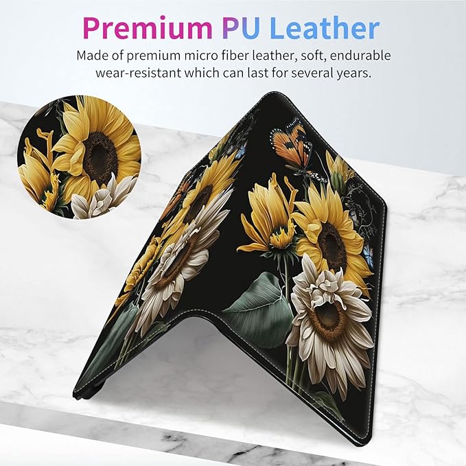 Car Registration and Insurance Holder,Leather Insurance License and Registration Card Holder for Car Glove Box, Auto Truck Document Holder Organizer for Men Women-Sunflowers Daffodils Butterflies