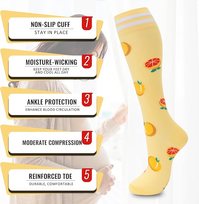 fenglaoda Compression Socks for Women Men 3 Pairs Graduated Compression Support Circulation Socks for Nurses