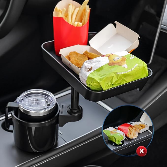 Car Cup Holder Tray, Cup Holder Expander Adapter for Car, 9.5” Car Food Tray Table for Eating, Car Essentials Fits Yeti, Hydro Flask 16-46 oz