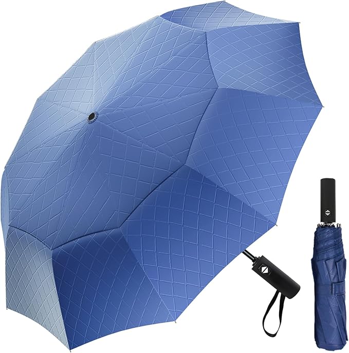 Satol 46/54/62 Inch Large Golf Umbrella, Windproof 10 Ribs Automatic Open/Close Oversize Double Canopy Vented Portable Folding Travel Umbrellas, UPF 50+ Sun & Rain Compact Umbrellas for Outdoor