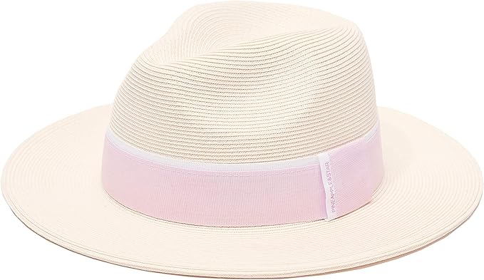 Pineapple&Star Sun Straw Fedora Beach Hat Fine Braid UPF50+ for Women