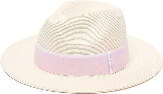 Pineapple&Star Sun Straw Fedora Beach Hat Fine Braid UPF50+ for Women