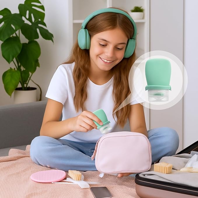 4pcs Travel Bottles for Toiletries Silicone Squeezes Bottle Leak Proof Travel Size Containers Shampoo Conditioner Liquid Body Wash Lotion Small 1oz