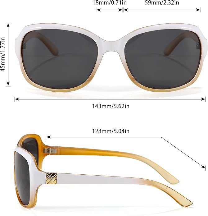 SIPHEW Polarized Sunglasses for Women | Vintage Square Sunglasses w UV400 Protection | Womens Wraparound Shade