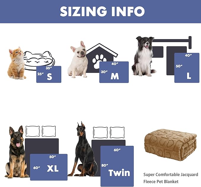 gogobunny Calming Plush Dog Cat Blanket 300GSM Coral Fleece, Ultra-Soft Machine Washable Pet Bedding for Small Medium Dogs Cats Puppies Kittens (Brown, 60x80)