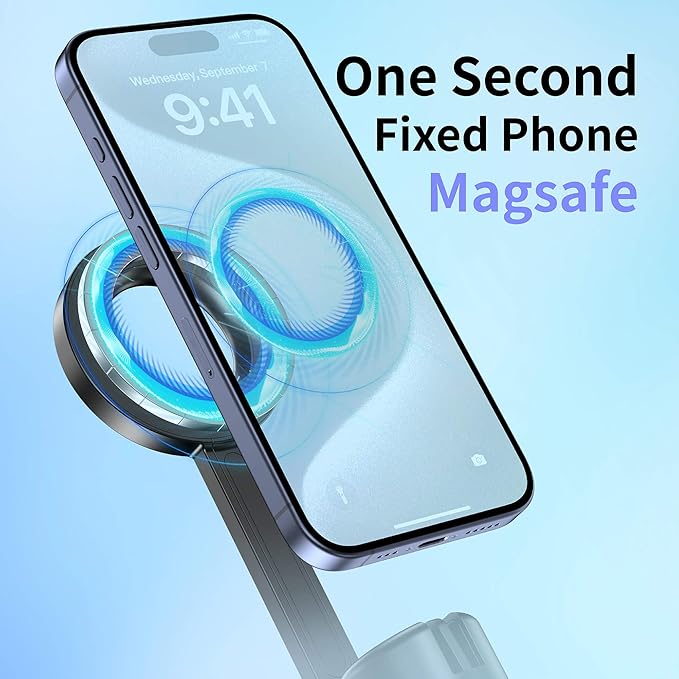 SEAJIC for MagSafe Tripod for iPhone 64 Selfie Stick Tripod Phone with Metal Ring and Remote, Phone for Video Recording, Cell Phone Mount Stand for Cellphone