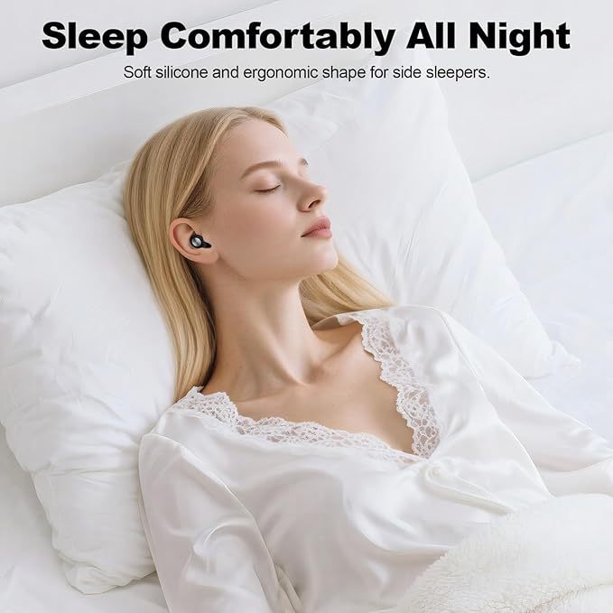 Ear Plugs for Sleeping, Ultra-Soft Noise Reduction Ear Plugs for Hearing Protection, Comfortable Sleep Earplugs for Travel, Work, Concerts & Sound Blocking (Black)