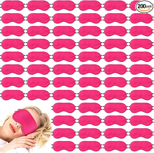 Tarpop 200 Pcs Eye Mask Sleeping Blindfold Eye Cover with Adjustable Strap for Games Party Team Building Travel Individually Wrapped Sleep Mask for Women Men (Rose Red)
