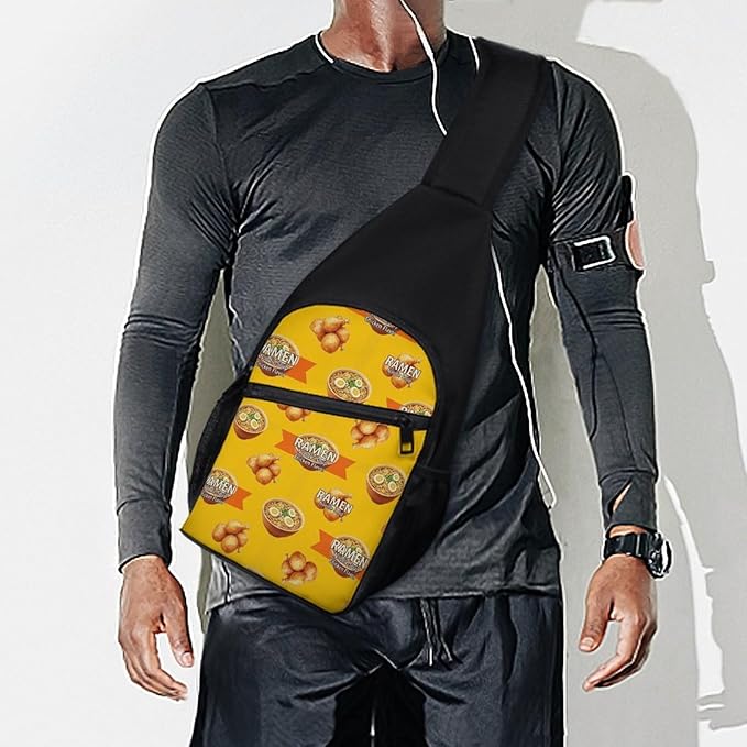 SWEET TANG Anti Theft Sling Chest Bag Shoulder Backpack Chicken Flavor Ramen Noodle Soup Crossbody Bags Gym Sack, Polyester Daypack Lightweight for Men Women Travel Gym Sport Hiking
