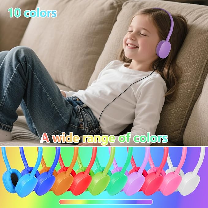 Kids Headphones Bulk for Classroom School 18 Pack,Wholesale Wired Adjustable Headphones for Students Teens Children Gift and Adult 3.5mm Jack (Mixed Colors)
