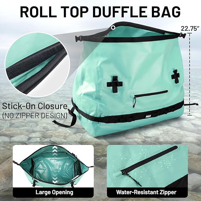 MIER Large Waterproof Duffel Bag Rolltop Dry Backpack Duffle Bags for Kayaking, Rafting, Boating, Swimming, Camping, Travel, Gym, Beach, 60L/80L