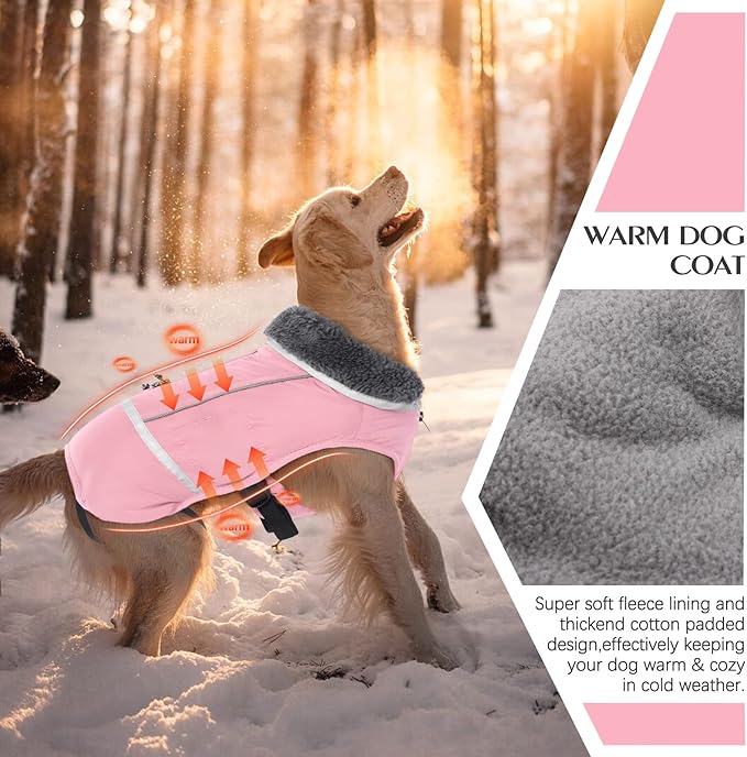 QBLEEV Warm Dog Coat: Reflective Dog Jacket, Waterproof Winter Coat with Turtleneck, Thick Fleece Snowsuit, Christmas Pet Vest for Small to Large Dogs (XL)