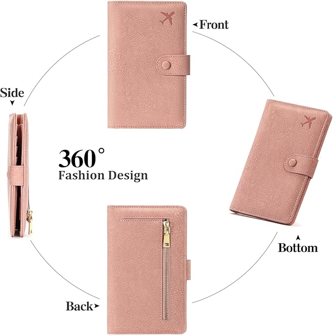 RFID Blocking Passport Wallet Cover Case Travel Document Organizer for Women and Men,Travel Wallet for Credit Card
