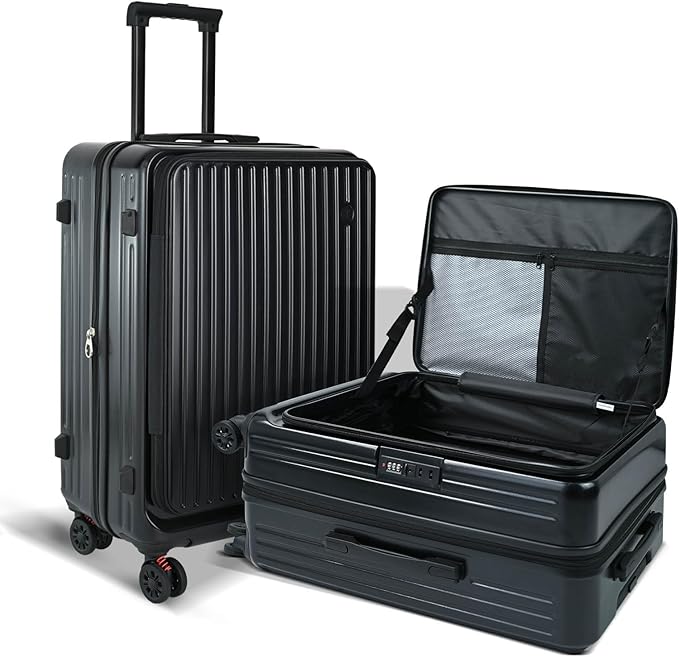 Azalitch Medium Suitcases with Wheels,24 inch luggage, Checked Luggage with Spinner wheels, Hard Shell Top-open Design Expandable Luggage.