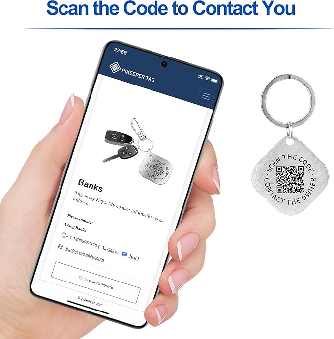 Smart ID Tags (2-Pack) - QR Code Locator for Keys, Pets & Luggage – Displays Finder’s Location When Scanned | Lost & Found Label for Travel, Collars & Keychains