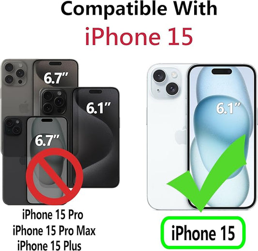 CIVICASE for iPhone 15 Wallet Case,Leather Flip Case RFID Blocking Credit Card Holder Folio Magnetic Stand TPU Shockproof Cover Compatible with iPhone 15 Black Blue