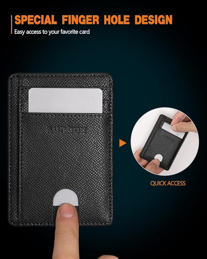 RUNBOX Slim ID Cases Minimalist Front Pocket RFID Blocking Leather Wallets for Men and Women Card Holder Wallets Gifts for men