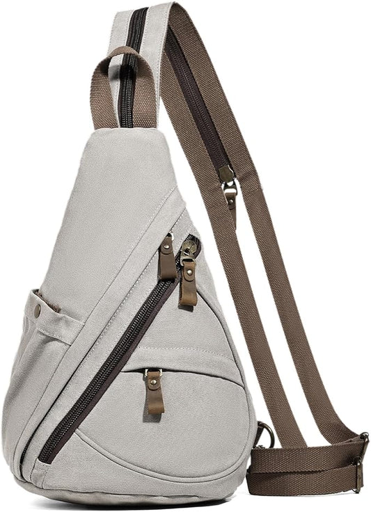 KL928 Canvas Sling Bag - Small Crossbody Backpack Shoulder Casual Daypack Rucksack for Men Women(Large Version)