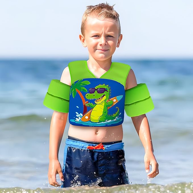 REALIKE Kids Swim Vest for Toddler Floaties Swimming Aids with Shoulder Harness Arm Wings for Children/Infant/Baby,Sea Beach/Pool/Lake, Suitable for 28-70lbs Boys/Girls
