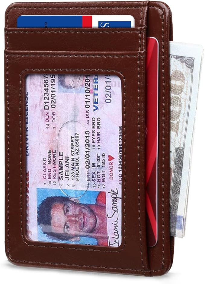 RUNBOX Slim Minimalist Front Pocket RFID Blocking Leather Wallets for Men and Women Card Holder Wallets Gifts for men