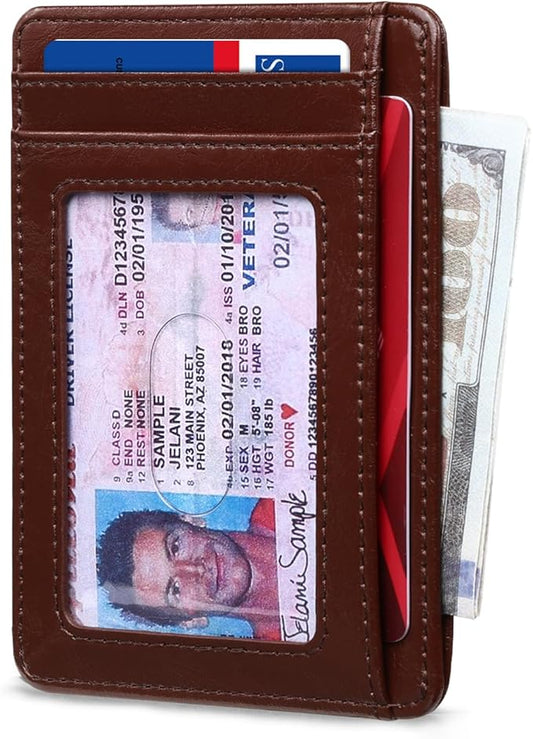RUNBOX Slim Minimalist Front Pocket RFID Blocking Leather Wallets for Men and Women Card Holder Wallets Gifts for men