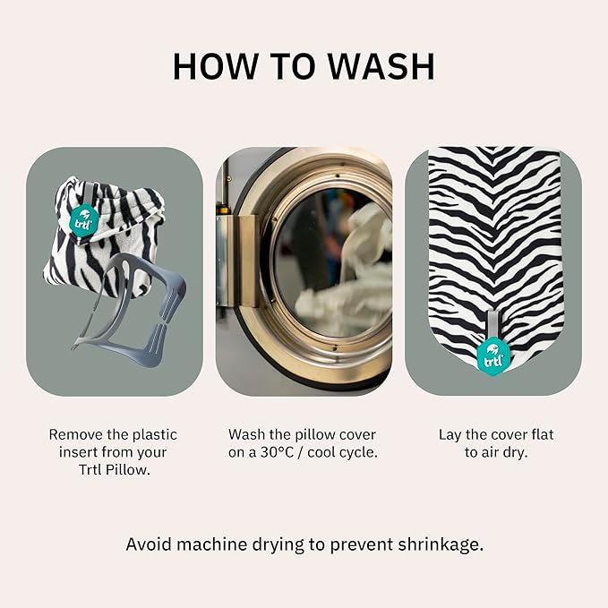 trtl Pillow Junior Kids Travel Pillow for Sleeping - with Built-in Head and Neck Support - Comfortable Kids Neck Pillow for Traveling - Compact and Machine-Washable - Zebra