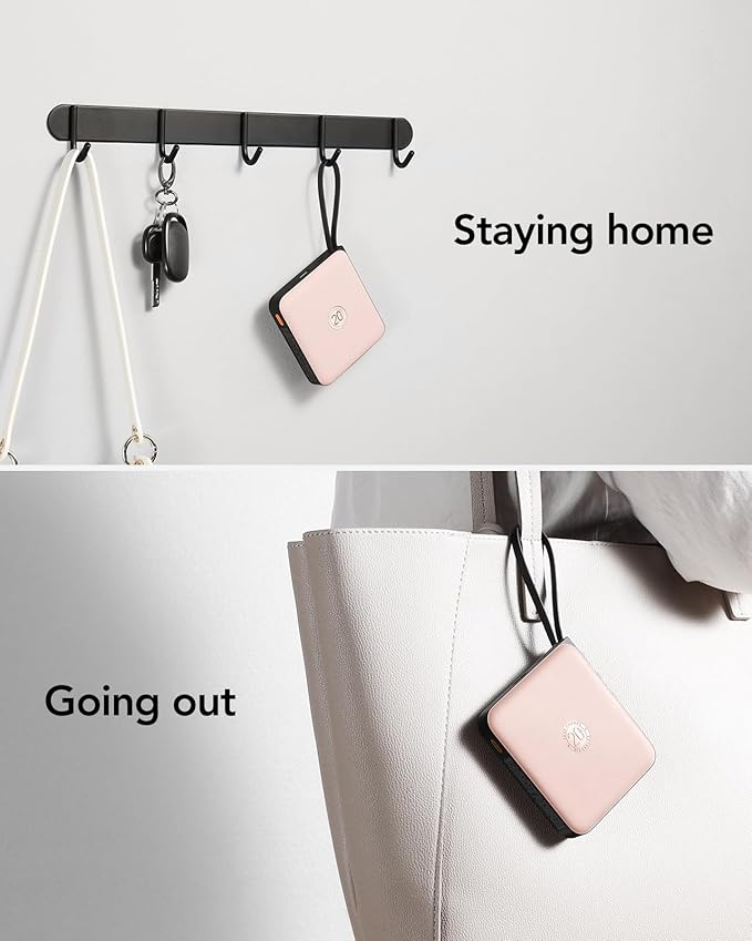 VRURC Mini Portable Charger, 22.5W USB C Fast Charging 10000mAh Pocket Power Bank with Built-in Cable, Battery Pack for iPhone 16 15 14 13 Samsung Galaxy S23 S22 Google Android, Pink(1 Pack)