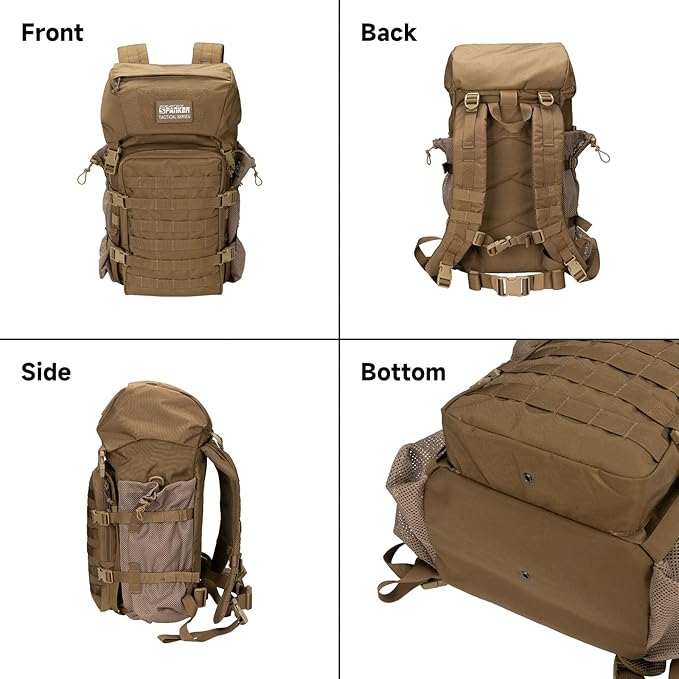 EXCELLENT ELITE SPANKER 40L Camping Hiking Backpack for Men and Women Tactical Military Backpack Large Rucksack Assault Pack Bag for Outdoor Camping, Hiking,Travel Backpacking(Coyote Brown)