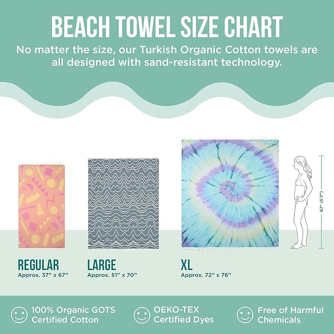 Sand Cloud Turkish Beach Towel - Sand Free - 100% Organic Turkish Cotton Yarn - Quick Dry Towel for Beach, Picnic, Blanket or Bath Towel - As Seen on Shark Tank - Santa Fe (Purple)