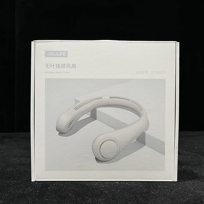 JISULIFE Portable Neck Fan, Hands Free Bladeless Fan, 5 Speeds, 4000 mAh Battery Operated Wearable Personal Fan, Twistable, Rechargeable, Gift for Women Men-Blue