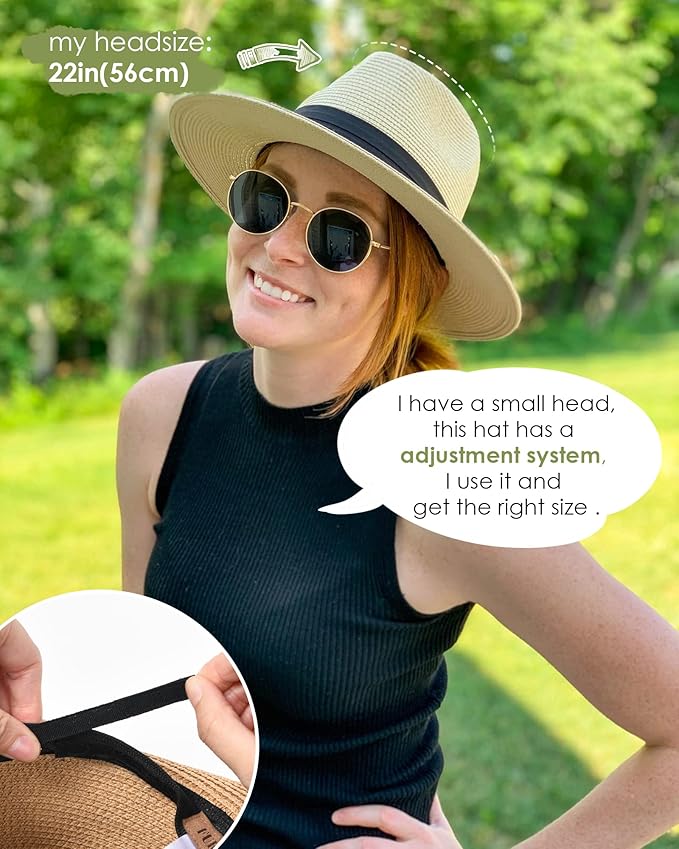 FURTALK Womens Mens Wide Brim Straw Panama Hat Fedora Summer Beach Sun Hats UPF Straw Hat for Women