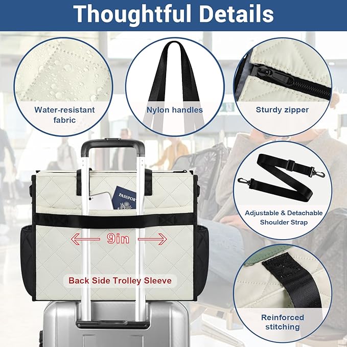 IBFUN Utility Tote Bag with 14/24 Pockets Zip Top Teacher Tote Bag for Teacher/Work Women